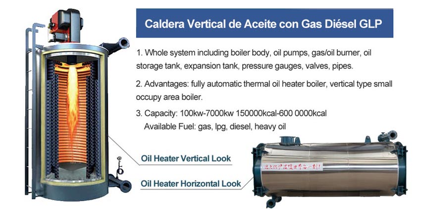 caldera vertical de aceite