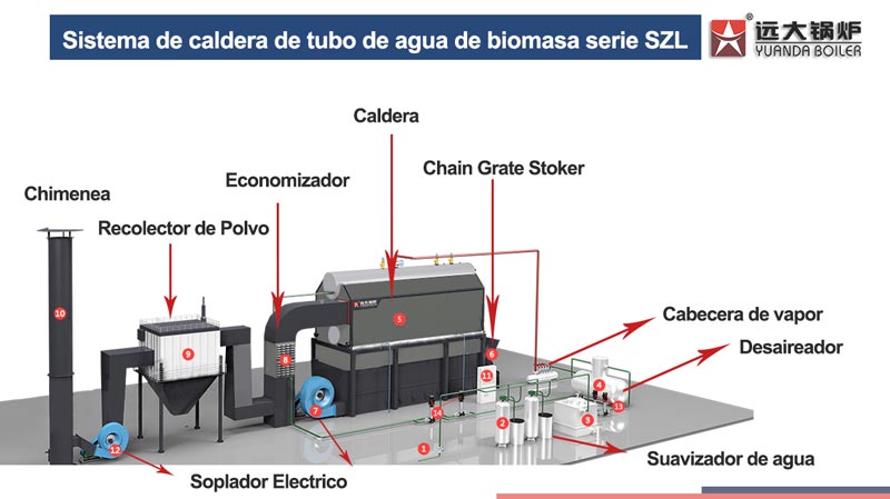 caldera de biomasa de tubo de agua, caldera de biomasa szl