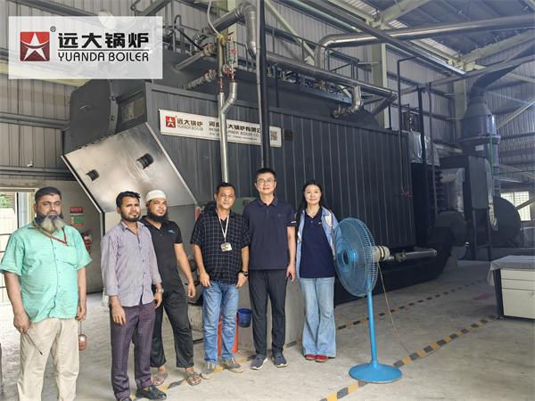 Yuanda Team Business Trip In Bangladesh, Visite Client 6 Ton Wood Biomass Boiler Running Well
