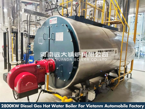 Vietnam Project 2800KW Gas Hot Water Boiler For Automobile Painting Line
