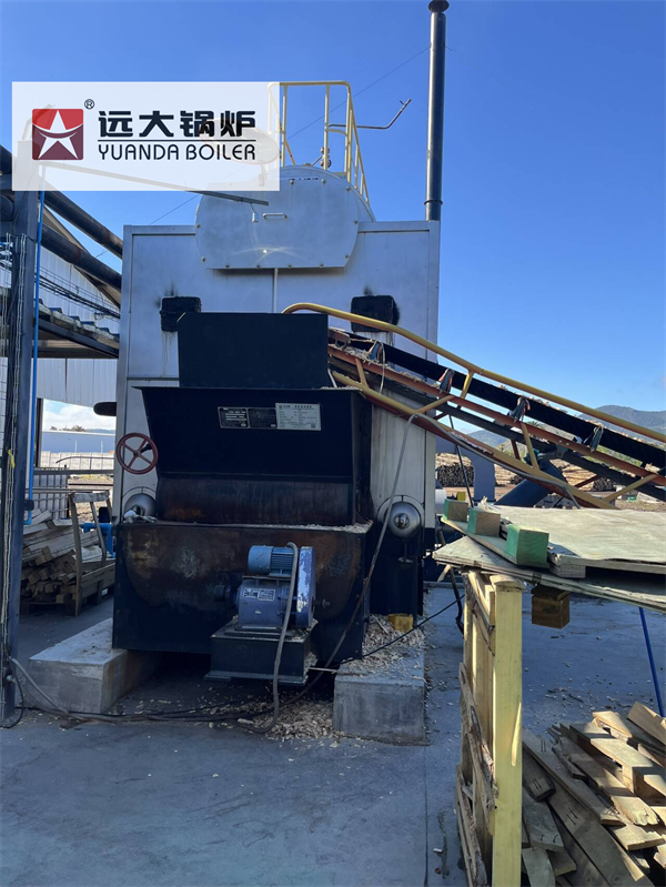 Caldera de Agua Caliente Industrial Biomasa Madera 2800 kW para Fabricación de Palets en Chile