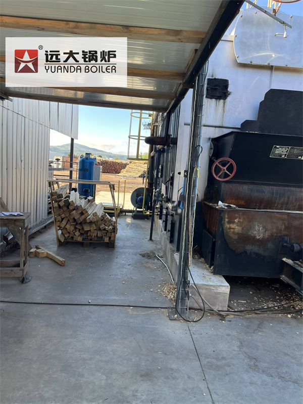Caldera de Agua Caliente Industrial Biomasa Madera 2800 kW para Fabricación de Palets en Chile